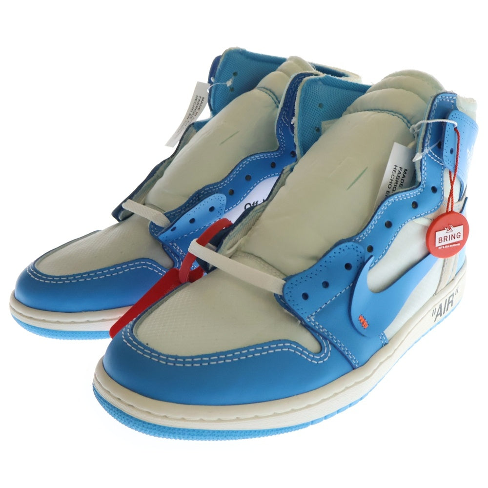 NIKE(ナイキ) ×OFF‐WHITE AIR JORDAN 1 HIGH UNC WHITE/DARK POWDER オフホワイト エアジョーダン1 パウダーブルー ハイカットスニーカー US9.5/27.5cm AQ0818-148