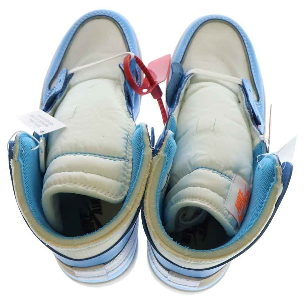 NIKE(ナイキ) ×OFF‐WHITE AIR JORDAN 1 HIGH UNC WHITE/DARK POWDER オフホワイト エアジョーダン1 パウダーブルー ハイカットスニーカー US9.5/27.5cm AQ0818-148