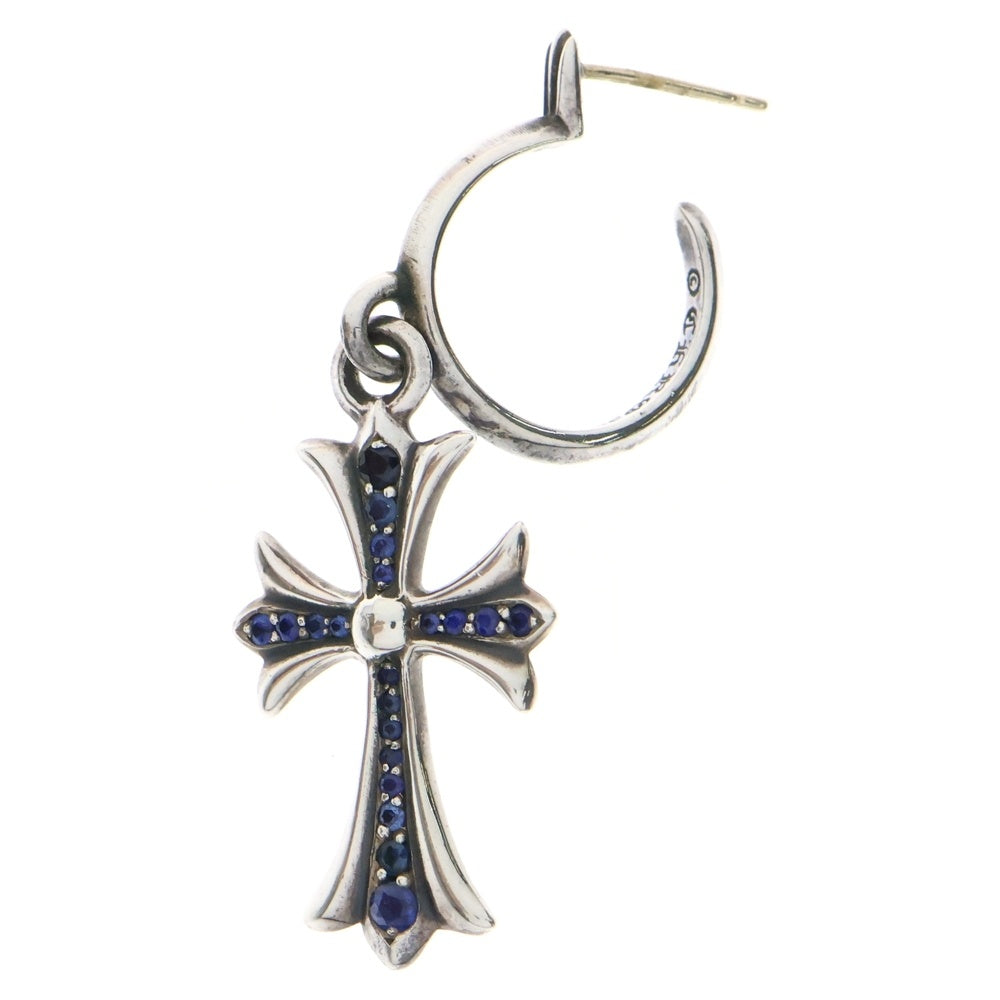 CHROME HEARTS(クロムハーツ) TINY CH CROSS AFTER P SAP タイニーCHクロス アフターPAVEサファイア フープピアス シルバー