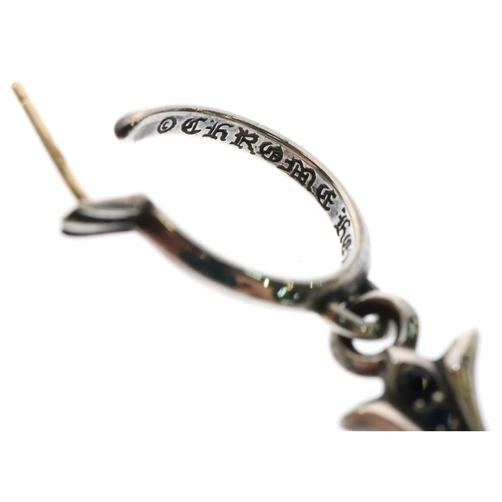 CHROME HEARTS(クロムハーツ) TINY CH CROSS AFTER P SAP タイニーCHクロス アフターPAVEサファイア フープピアス シルバー