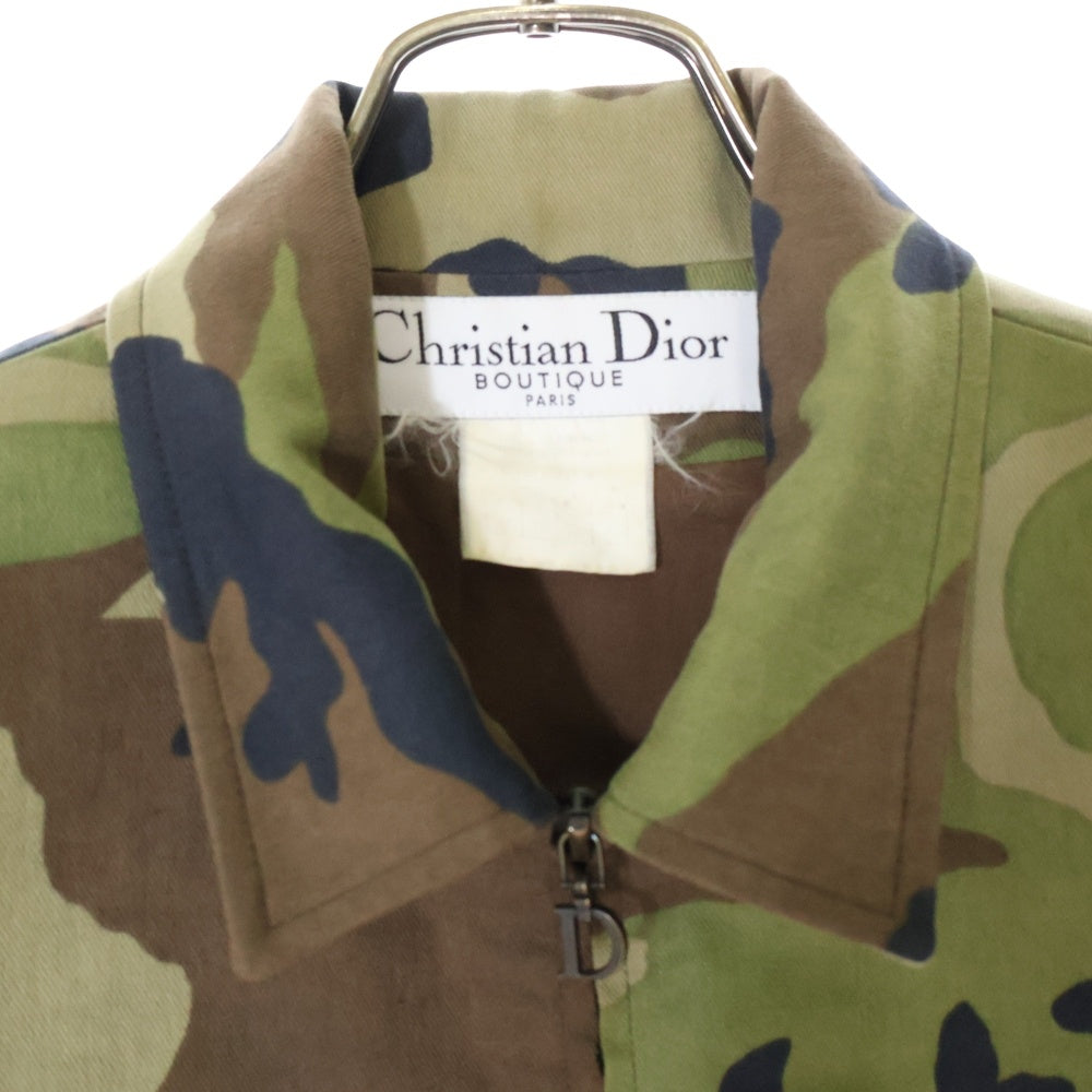 Christian Dior(クリスチャンディオール) ガリアーノ期 迷彩 カモフラ総柄 Dジップアップ 半袖 ジャケット ブルゾン カーキ レディース 1P12021130