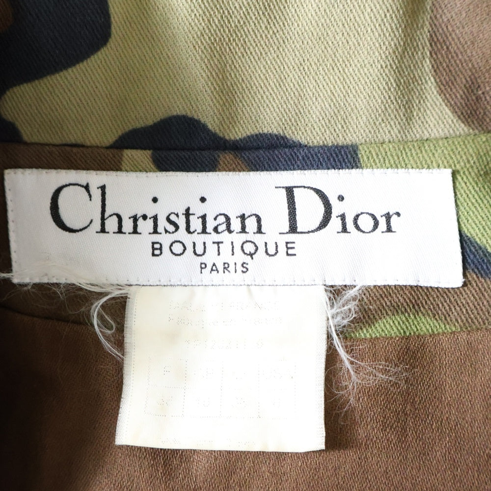 Christian Dior(クリスチャンディオール) ガリアーノ期 迷彩 カモフラ総柄 Dジップアップ 半袖 ジャケット ブルゾン カーキ レディース 1P12021130