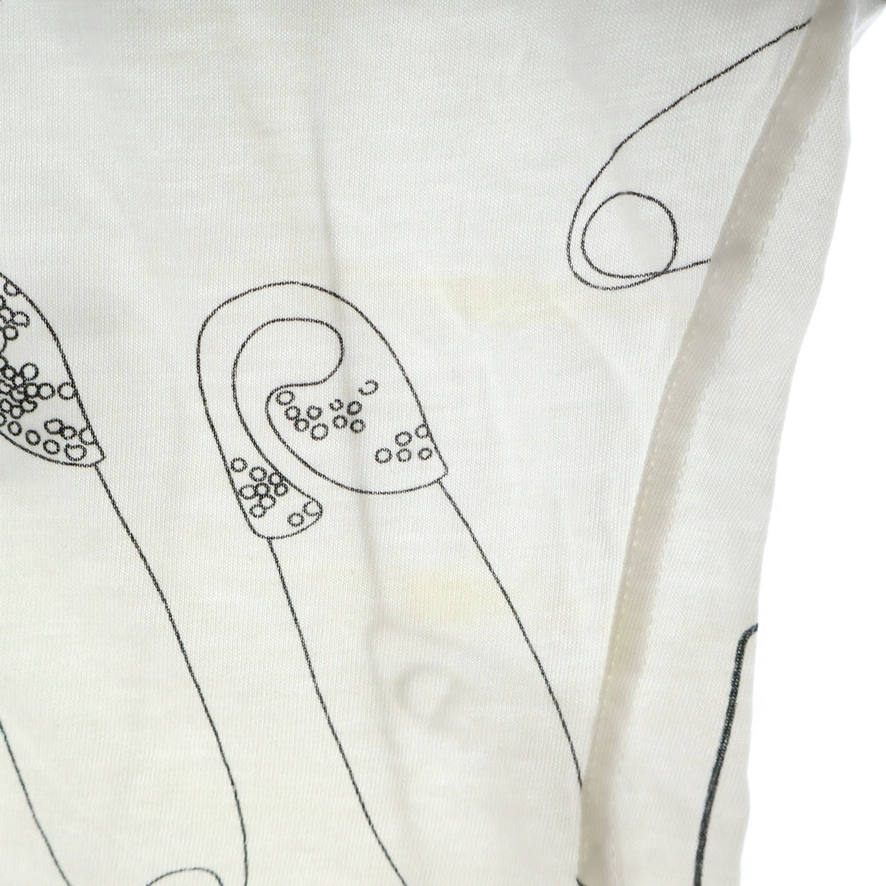 Christian Dior(クリスチャンディオール) 安全ピン 総柄プリント Dジップ デザイン 半袖Tシャツ カットソー ホワイト レディース