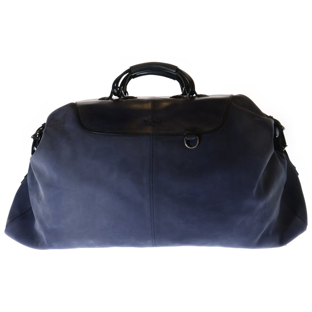 Berluti(ベルルッティ) ブルーパティーヌ レザー スウェード切り替え ボストン トラベル バッグ ネイビー MB0183