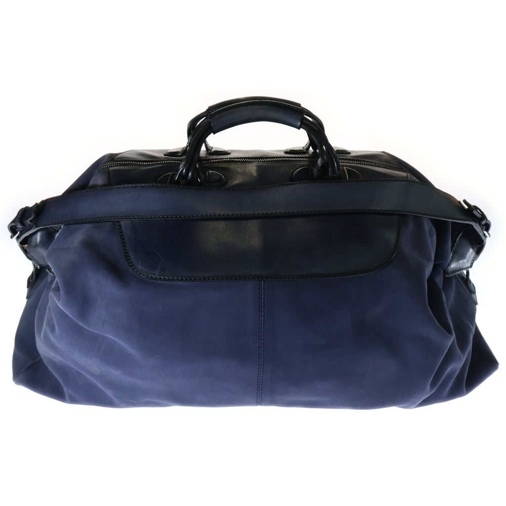 Berluti(ベルルッティ) ブルーパティーヌ レザー スウェード切り替え ボストン トラベル バッグ ネイビー MB0183