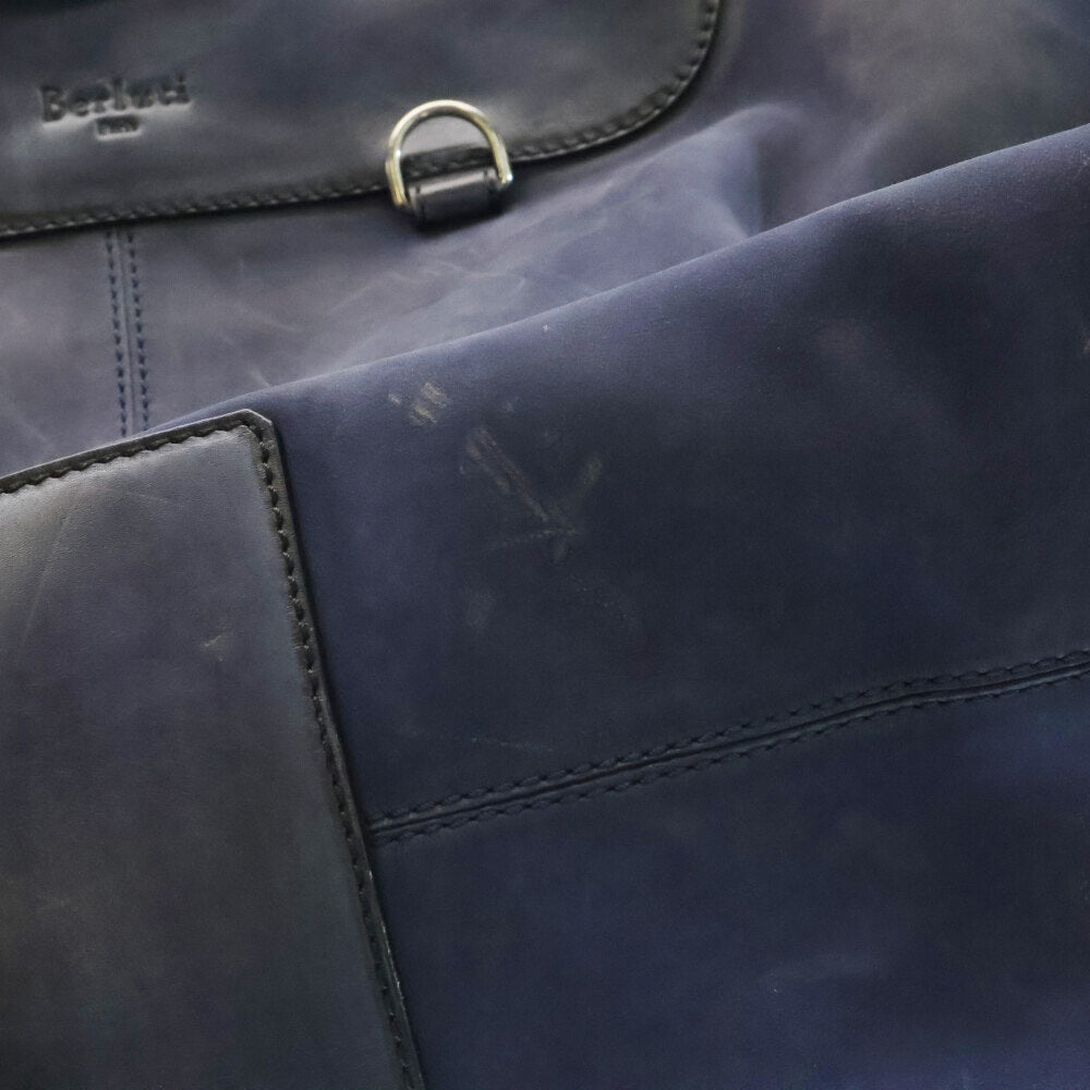 Berluti(ベルルッティ) ブルーパティーヌ レザー スウェード切り替え ボストン トラベル バッグ ネイビー MB0183