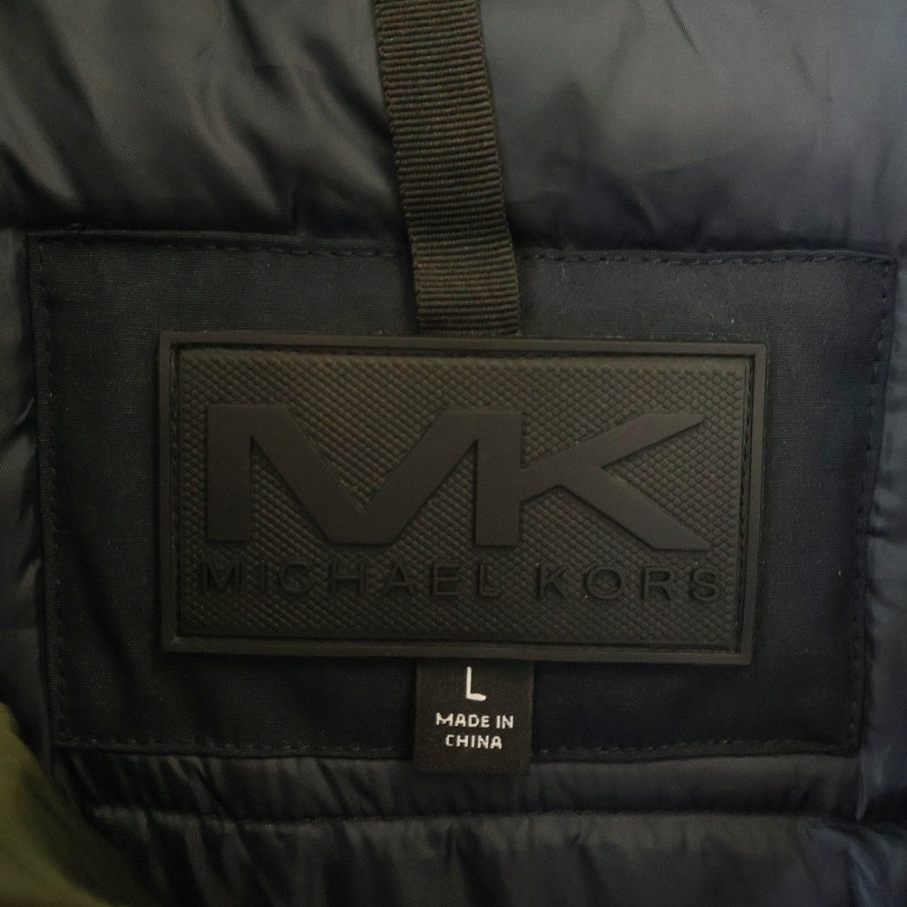 MICHAEL KORS(マイケルコース) レイヤードデザイン ファー付き フーデッド 中綿 ロングジャケット ネイビー MC27390