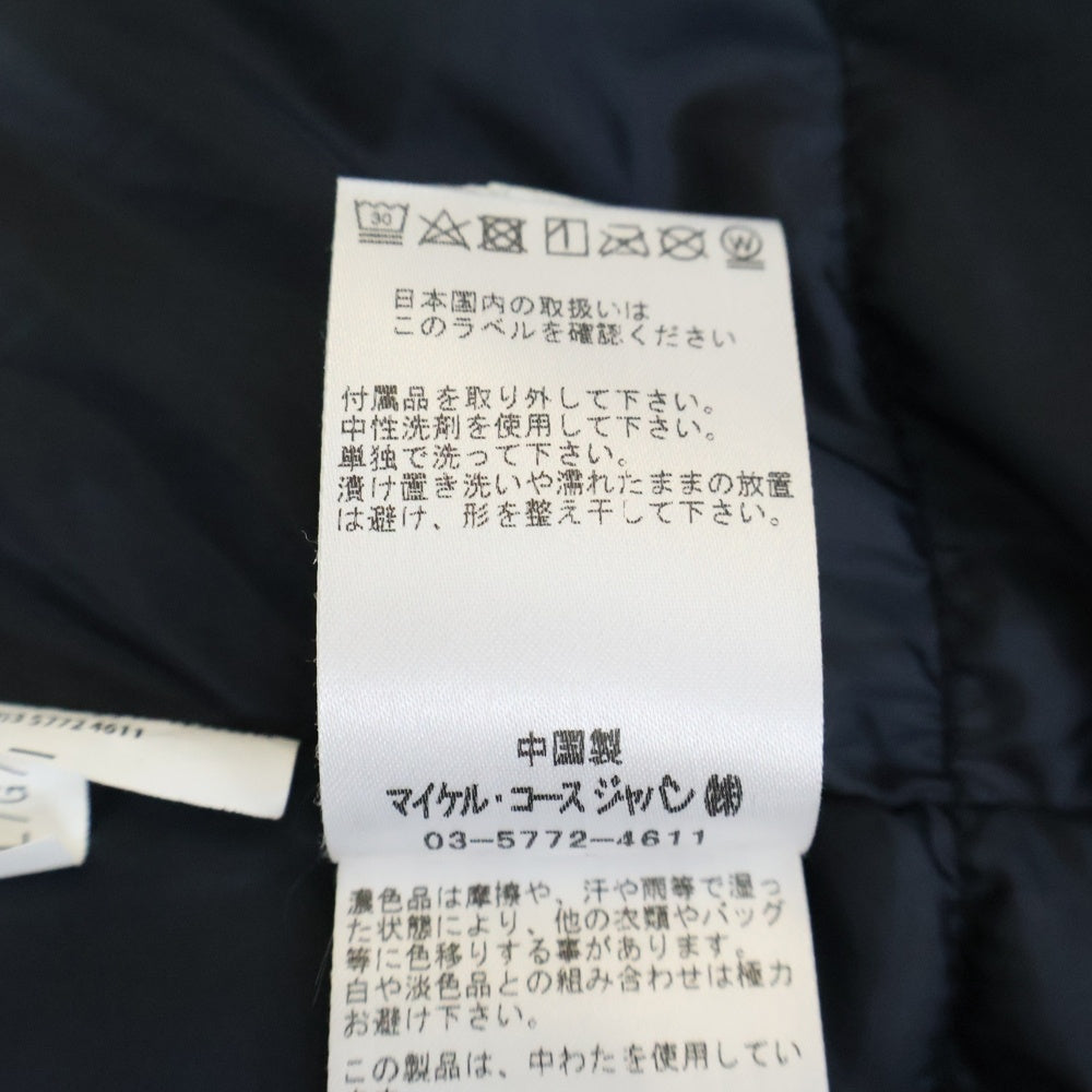 MICHAEL KORS(マイケルコース) レイヤードデザイン ファー付き フーデッド 中綿 ロングジャケット ネイビー MC27390
