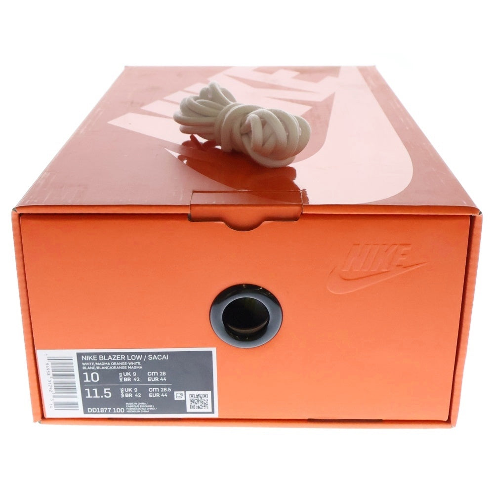 NIKE(ナイキ) ×sacai BLAZER LOW MAGMA ORANGE サカイ ブレザー マグマオレンジ ローカットスニーカー ホワイト/オレンジ US10/28cm DD1877-100
