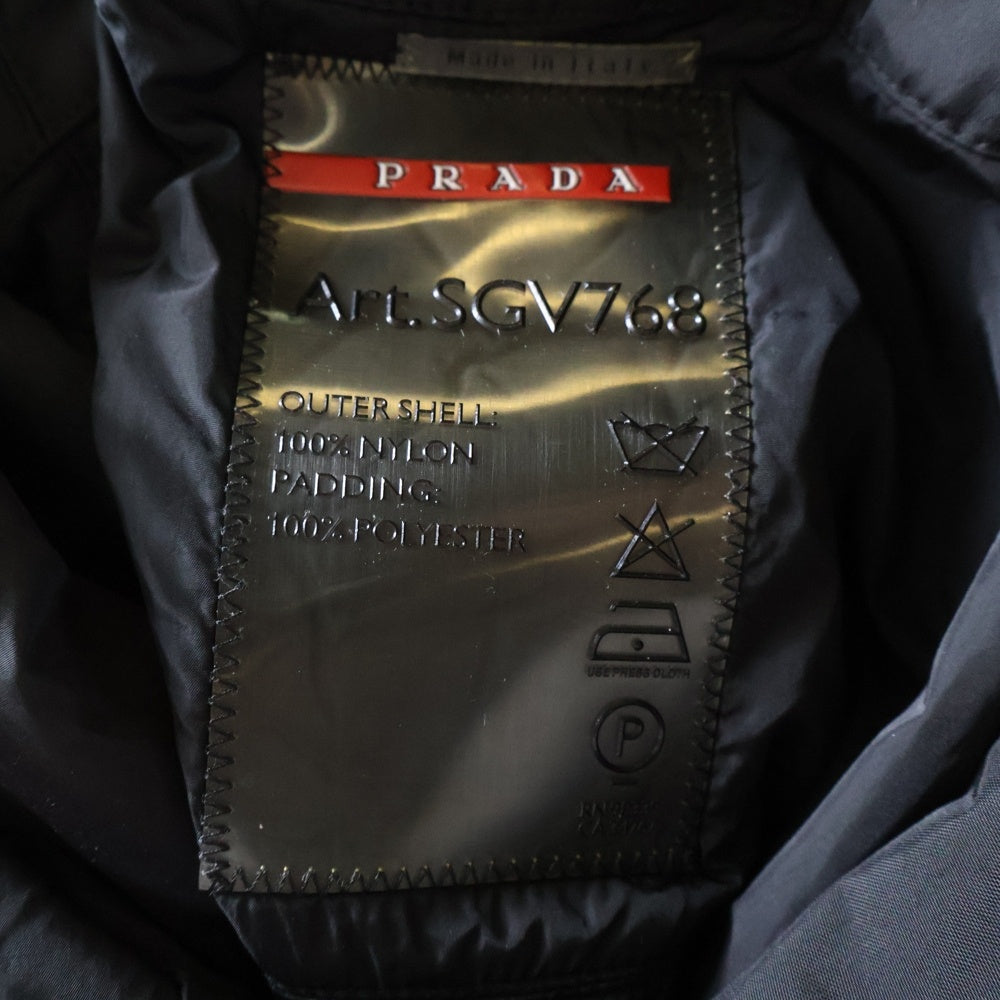PRADA(プラダ) イタリア製 ナイロン フーデッドロングマウンテンコート ライナージャケット ブラック SGV768