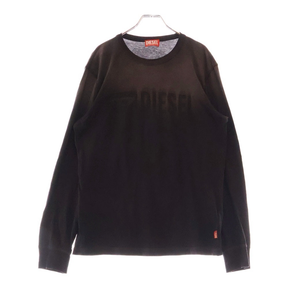 DIESEL(ディーゼル) ロゴプリント クルーネック長袖Tシャツ ロングスリーブカットソー ブラック A14021 0AJDD