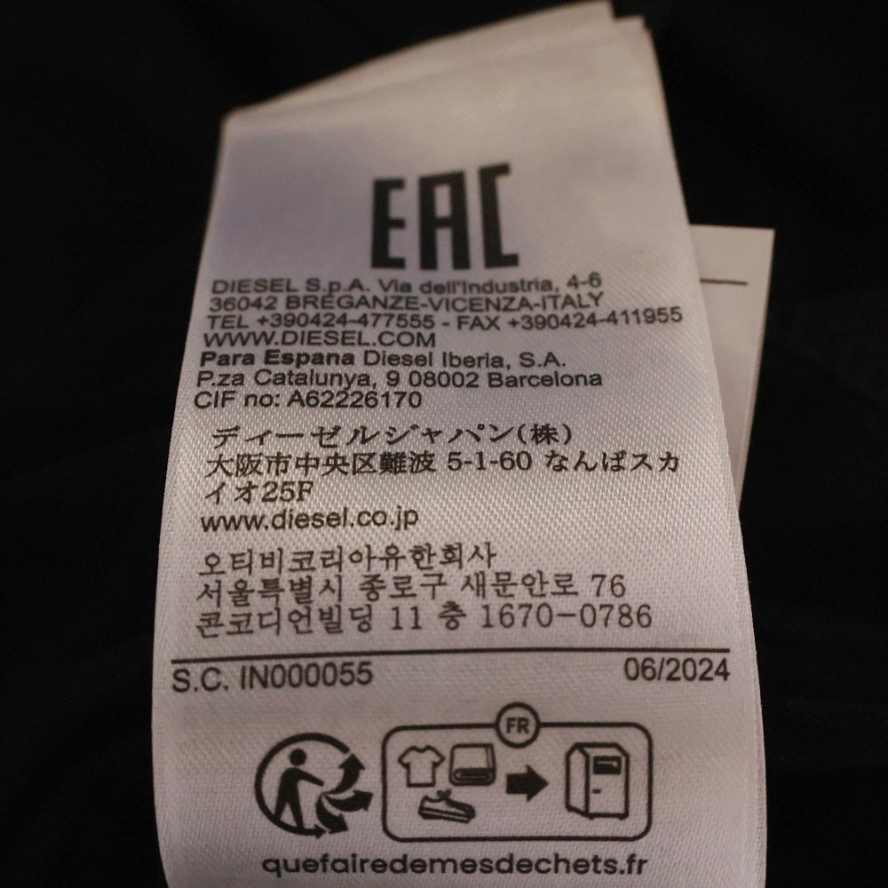 DIESEL(ディーゼル) ロゴプリント クルーネック長袖Tシャツ ロングスリーブカットソー ブラック A14021 0AJDD