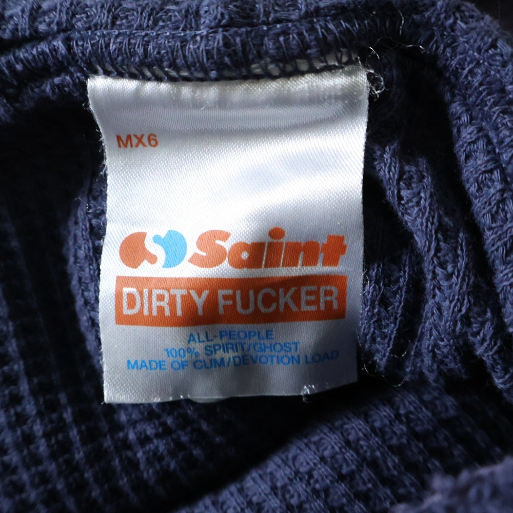 SAINT MICHAEL(セントマイケル) 25SS ZIP UP HOODIE DOUBLE FACE ジップアップフーディー ダブル フェイス ダメージ加工 パーカー ネイビー SM-HR8-0000-054
