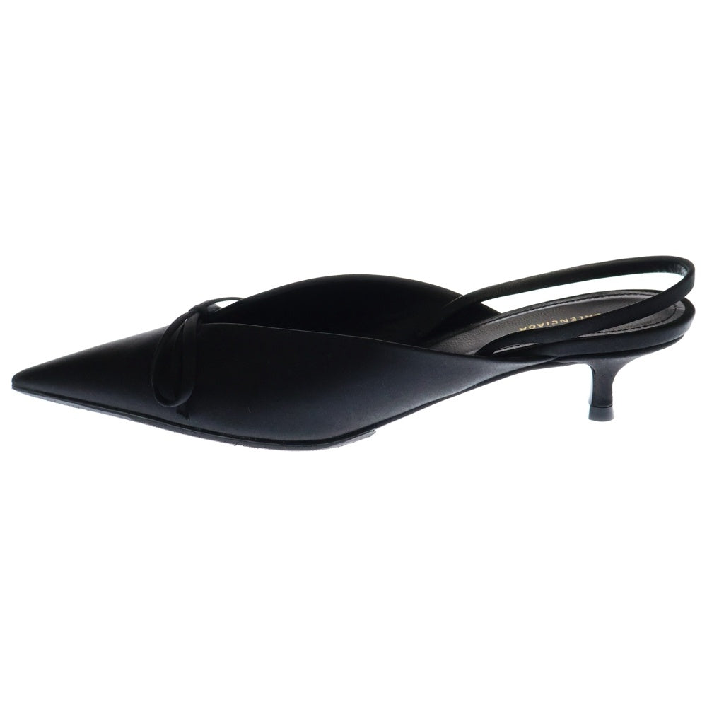 BALENCIAGA(バレンシアガ) KNIFE SLINGBACK SATIN MULE ナイフスリングバック サテンミュール ポインテッドトゥ レザーパンプス ヒール ブラック レディース 524715