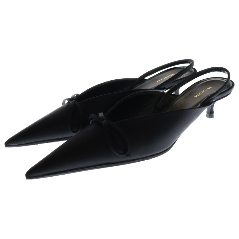 BALENCIAGA(バレンシアガ) KNIFE SLINGBACK SATIN MULE ナイフスリングバック サテンミュール ポインテッドトゥ レザーパンプス ヒール ブラック レディース 524715