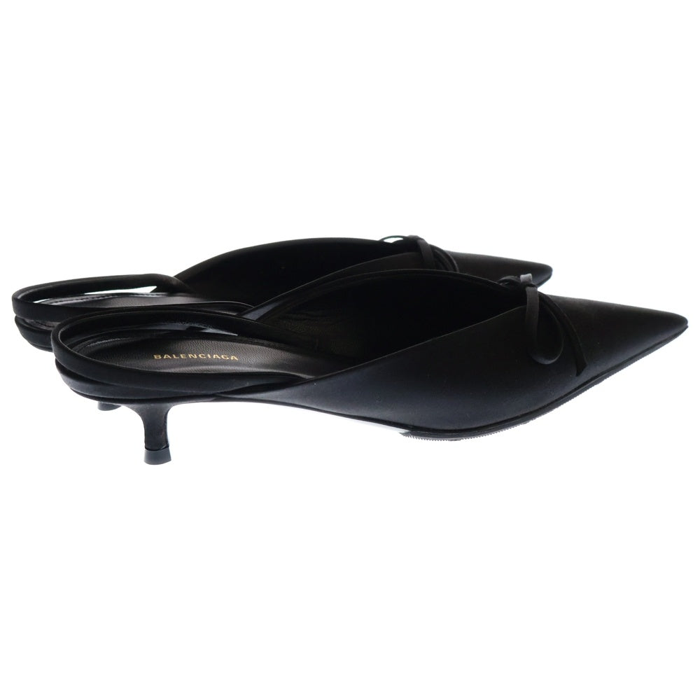 BALENCIAGA(バレンシアガ) KNIFE SLINGBACK SATIN MULE ナイフスリングバック サテンミュール ポインテッドトゥ レザーパンプス ヒール ブラック レディース 524715