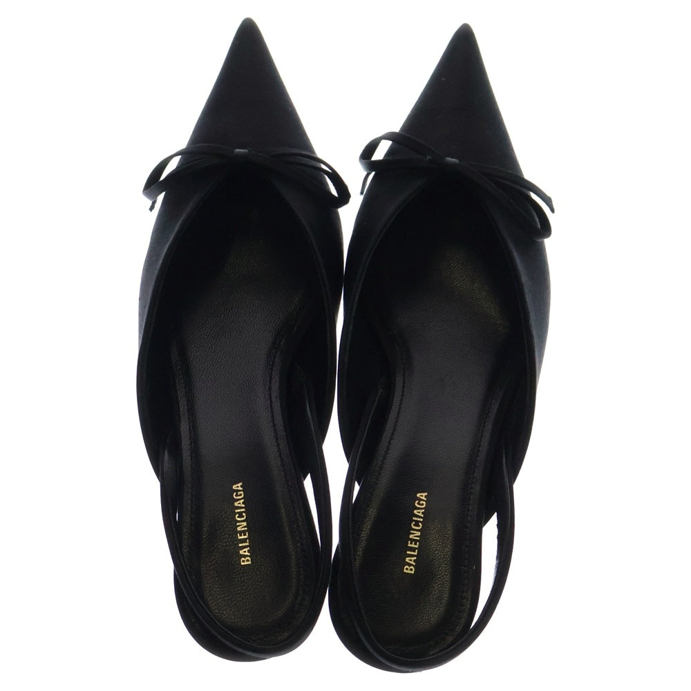 BALENCIAGA(バレンシアガ) KNIFE SLINGBACK SATIN MULE ナイフスリングバック サテンミュール ポインテッドトゥ レザーパンプス ヒール ブラック レディース 524715