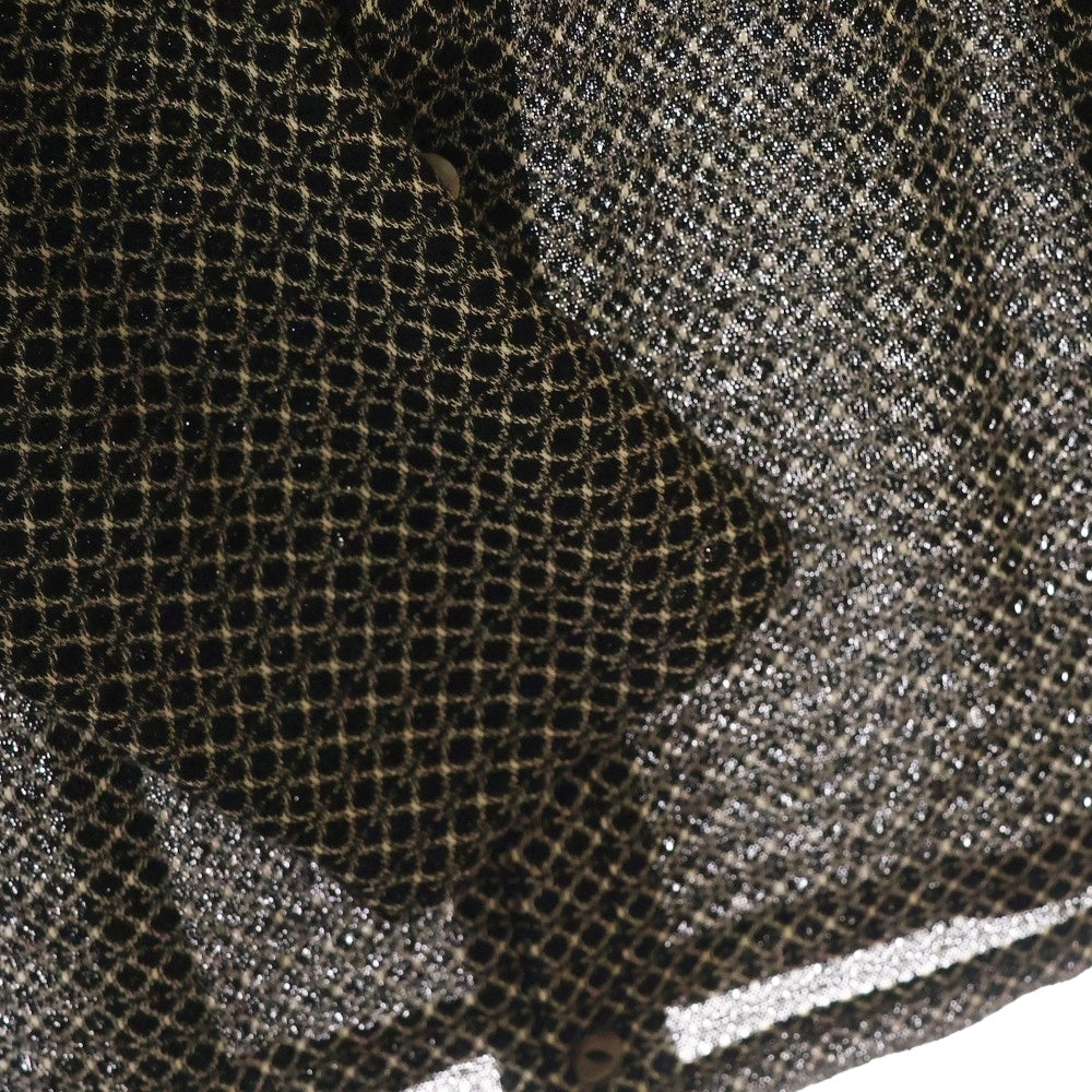 Needles(ニードルス) V-NECK CARDIGAN-R 胸ロゴ刺繍 レーヨン混 総柄Vネックカーディガン ブラック/ホワイト QV347