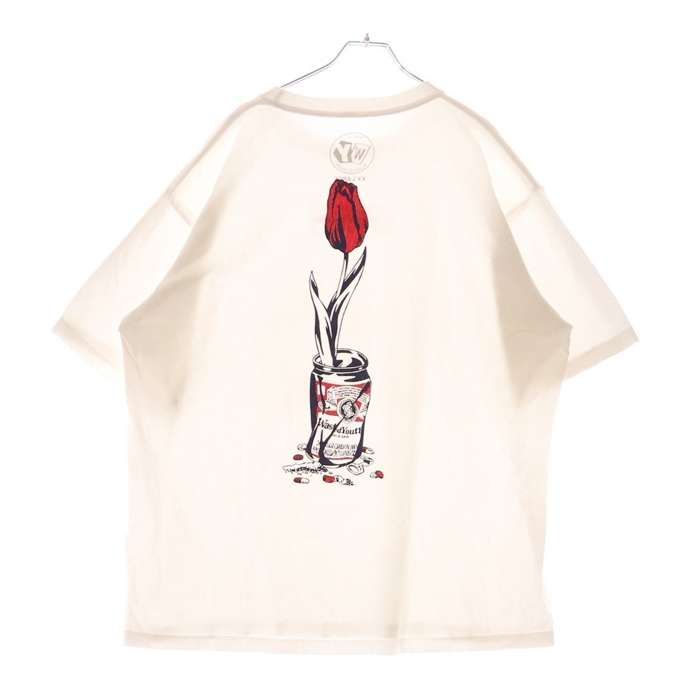 WASTED YOUTH(ウェイステッドユース) FLOWER CAN S/S TEE フラワープリントTシャツ 半袖クルーネックカットソー ホワイト
