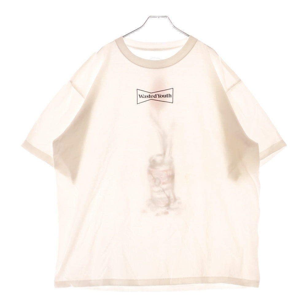 WASTED YOUTH(ウェイステッドユース) FLOWER CAN S/S TEE フラワープリントTシャツ 半袖クルーネックカットソー ホワイト