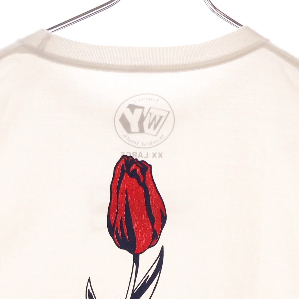 WASTED YOUTH(ウェイステッドユース) FLOWER CAN S/S TEE フラワープリントTシャツ 半袖クルーネックカットソー ホワイト