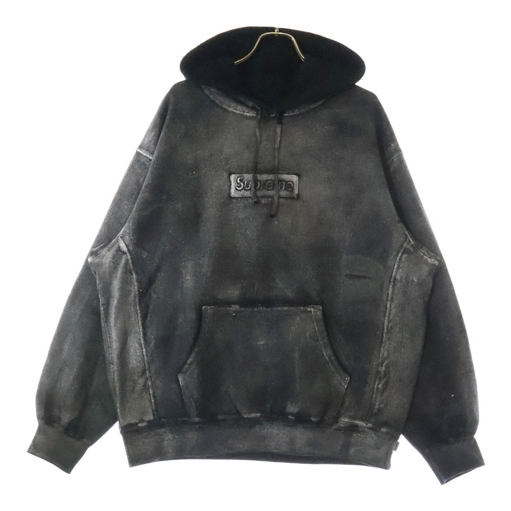 SUPREME(シュプリーム) 24SS ×MM6 Maison Margiela Foil Box Logo Hooded Sweatshirt エムエムシックスメゾンマルジェラ ボックスロゴ スウェット プルオーバーパーカー ブラック