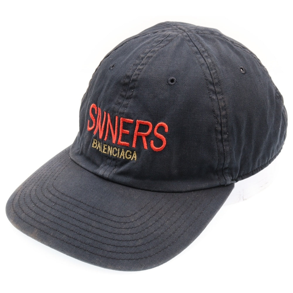 BALENCIAGA(バレンシアガ) 18SS SINNERS CAP ロゴ刺繍 ベースボールキャップ 帽子 ブラック 487067 410B7