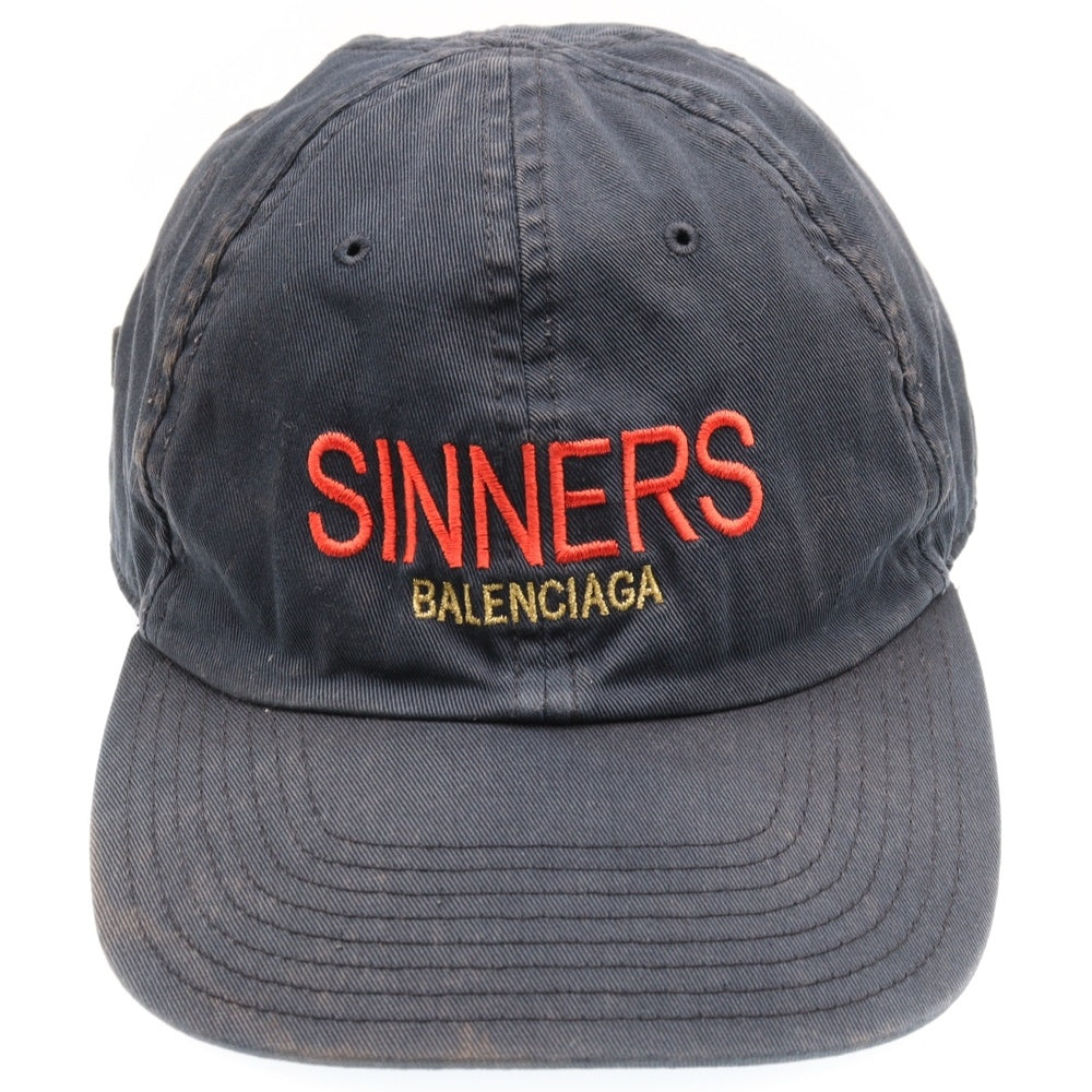 BALENCIAGA(バレンシアガ) 18SS SINNERS CAP ロゴ刺繍 ベースボールキャップ 帽子 ブラック 487067 410B7