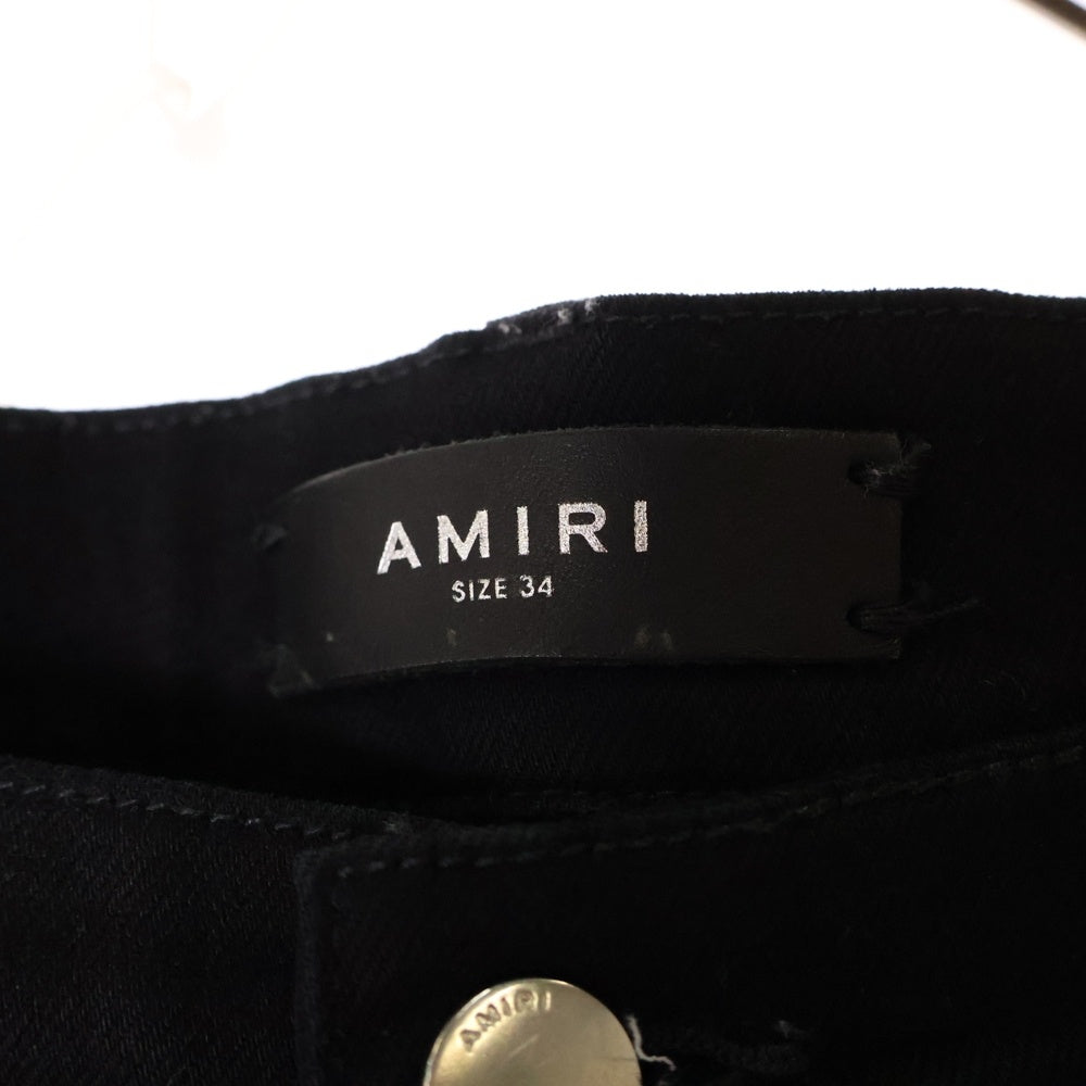 AMIRI(アミリ) ダメージ加工 ボタンフライ ストレッチ スリムスキニー デニムパンツ ジーンズ ブラック