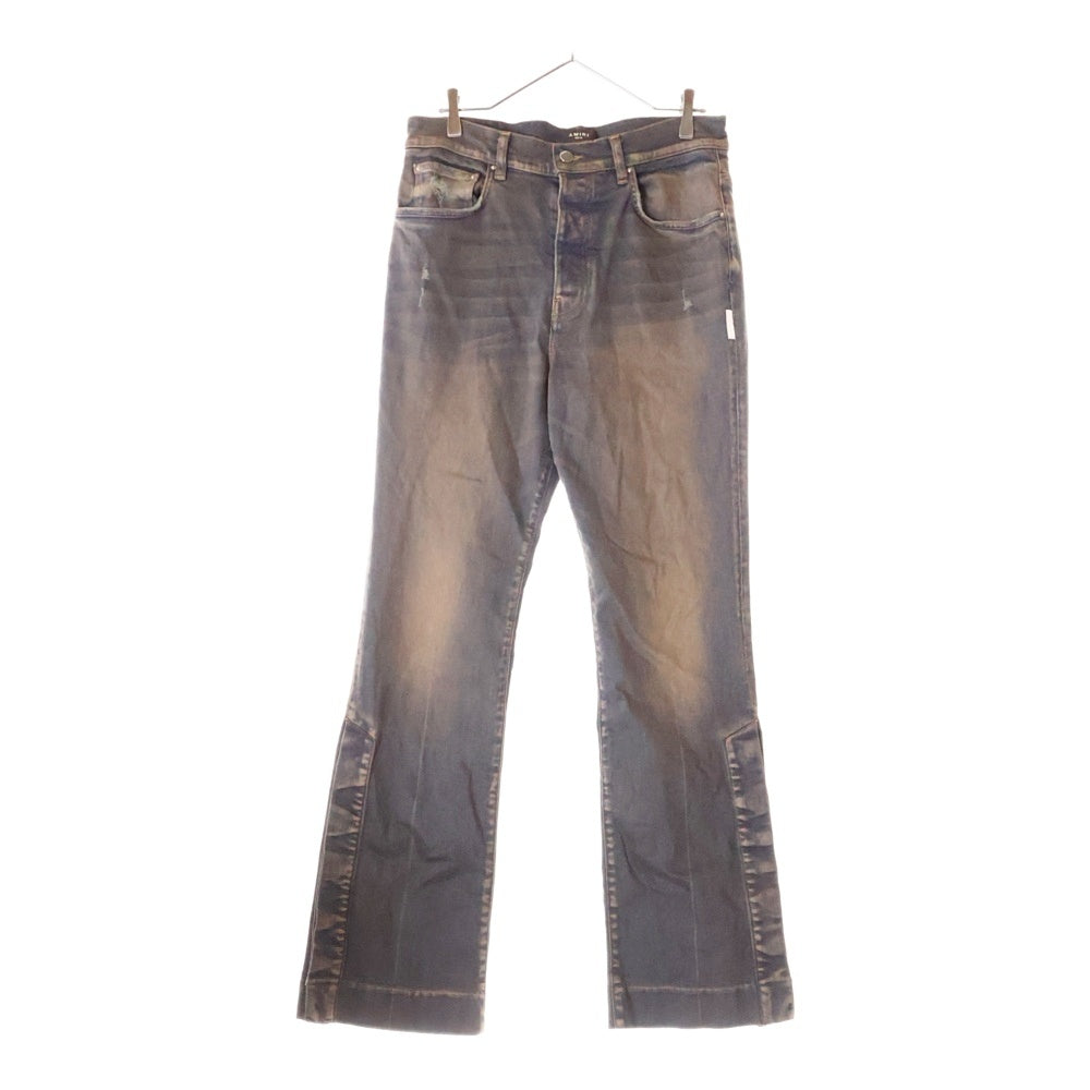 AMIRI(アミリ) 23AW STACK FLAIR JEAN 裾スナップボタン ダメージ加工 スタック フレア ジーンズ デニムパンツ インディゴ PS23MDF001