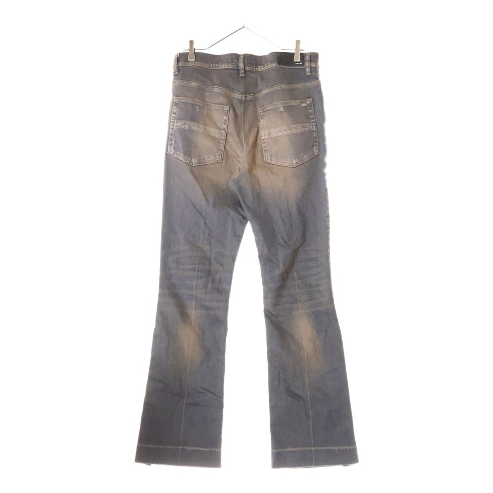 AMIRI(アミリ) 23AW STACK FLAIR JEAN 裾スナップボタン ダメージ加工 スタック フレア ジーンズ デニムパンツ インディゴ PS23MDF001
