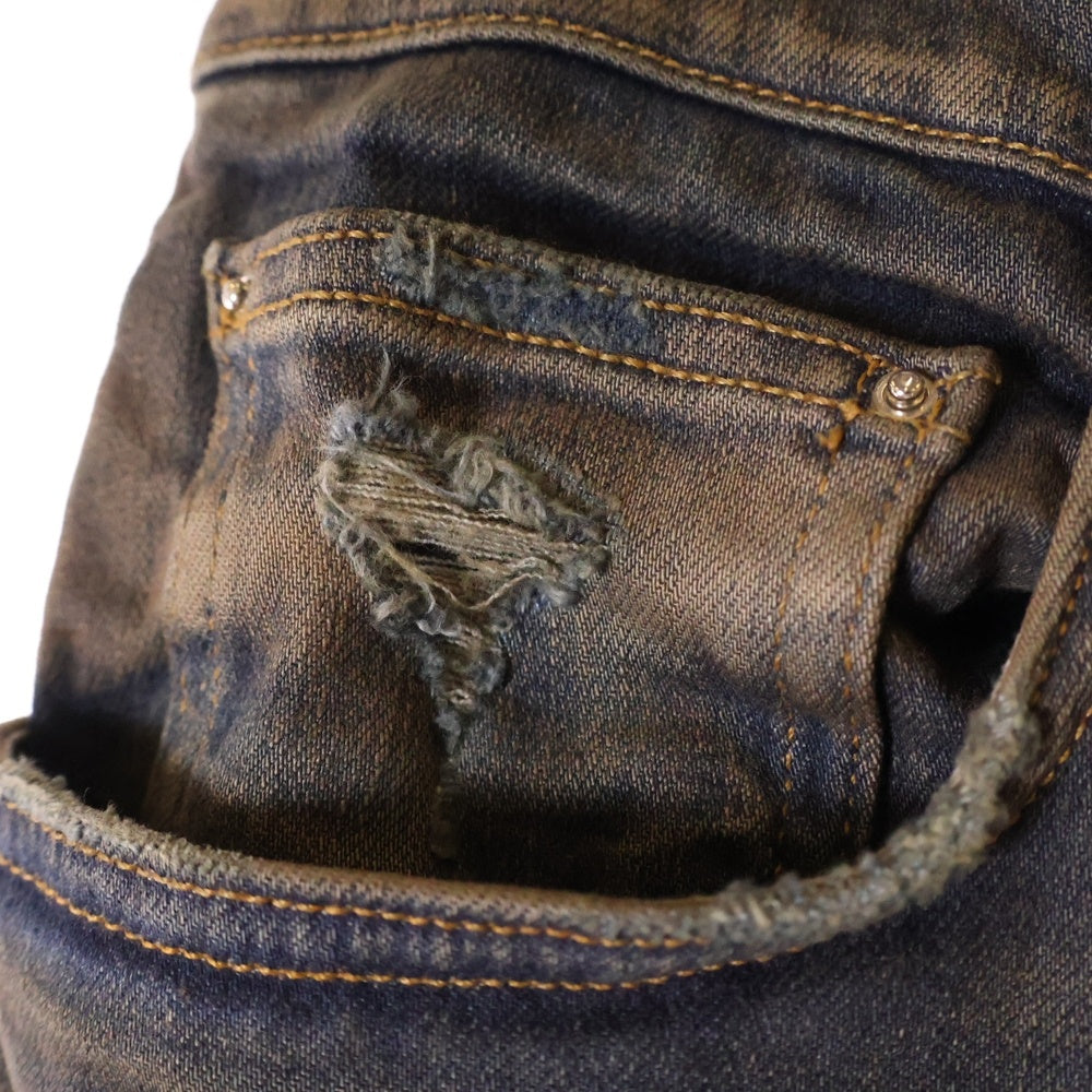 AMIRI(アミリ) 23AW STACK FLAIR JEAN 裾スナップボタン ダメージ加工 スタック フレア ジーンズ デニムパンツ インディゴ PS23MDF001