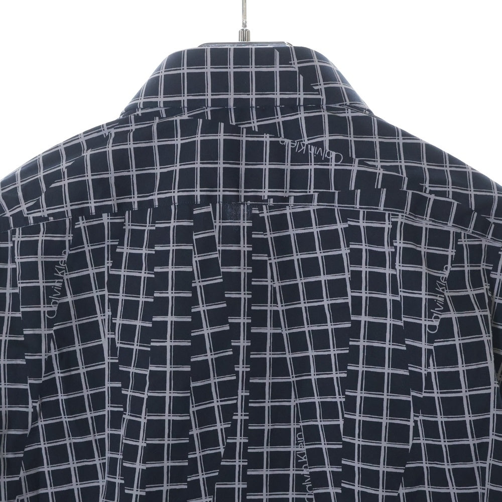 Calvin Klein(カルバンクライン) チェック柄 ロングスリーブ 長袖シャツ ブラック