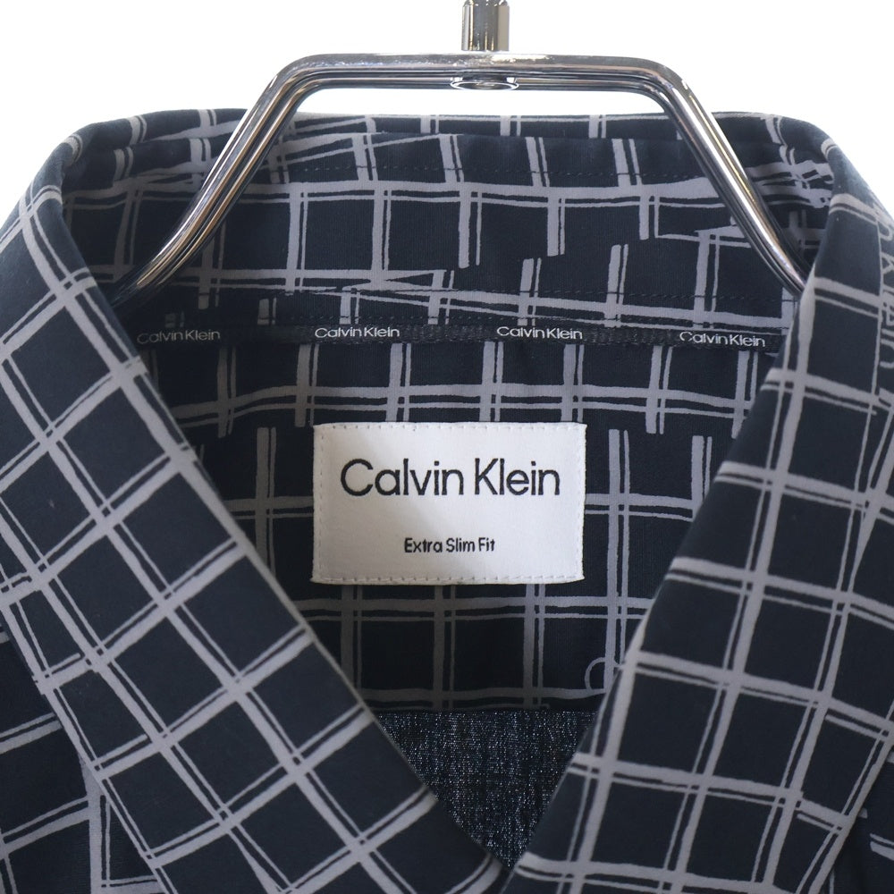 Calvin Klein(カルバンクライン) チェック柄 ロングスリーブ 長袖シャツ ブラック
