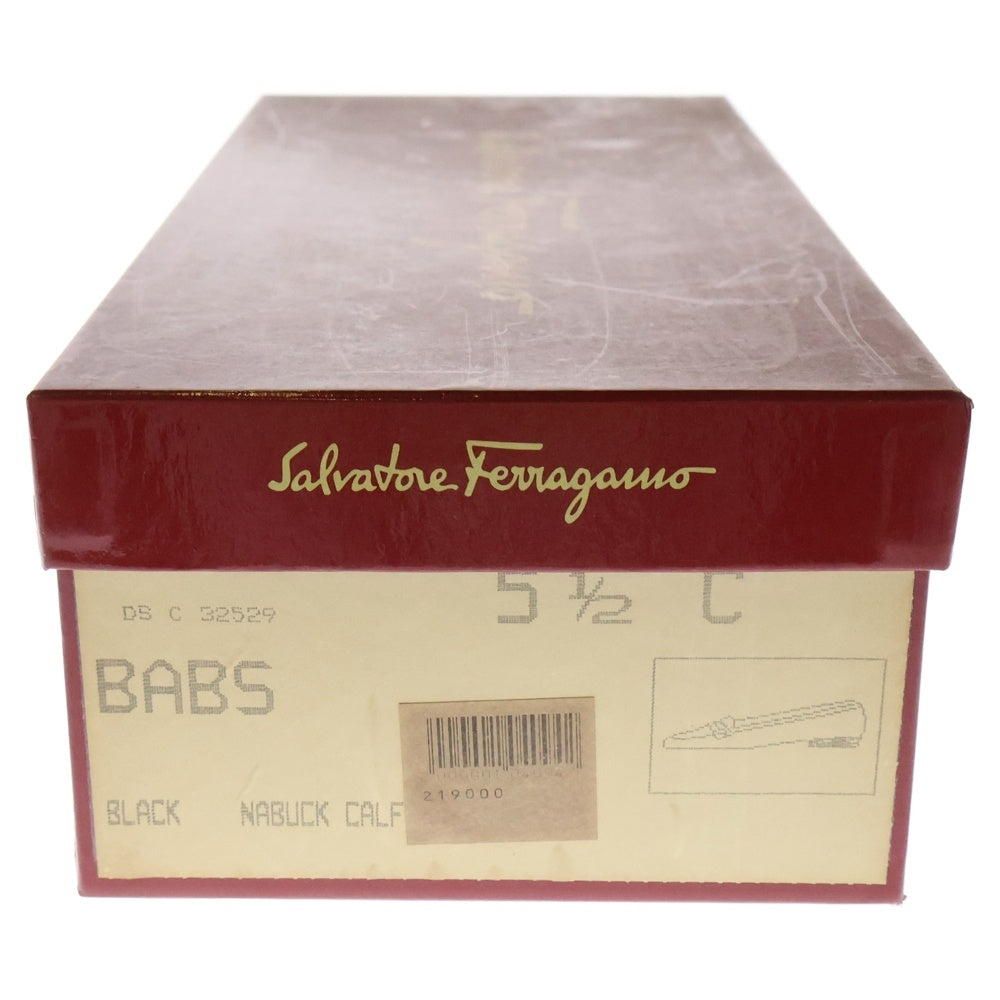 Salvatore Ferragamo(サルヴァトーレ フェラガモ) ガンチーニ スエード ローファー パンプス ブラック/ゴールド レディース DS C 32529