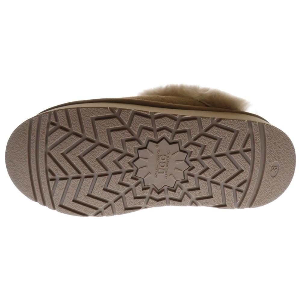 UGG(アグ) COQUETTE PLATFORM SLIPPER コケット プラットフォーム スリッパ ファーサンダル ロゴパッチ付き ブラウン レディース OB114PD