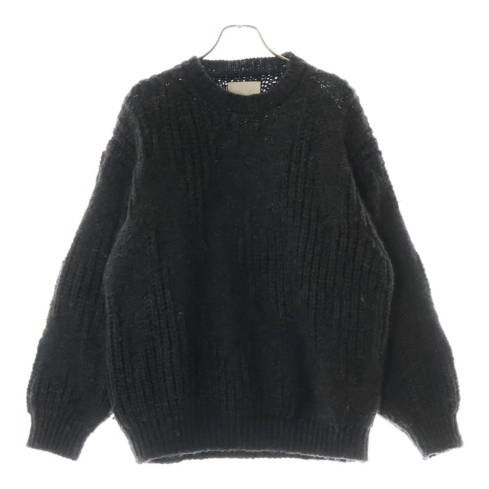 YOKE(ヨーク) 22AW IREGULAR KNITTED CREWNECK SWEATER イレギュラー クルーネック ニット セーター ブラック YK22AW0426S