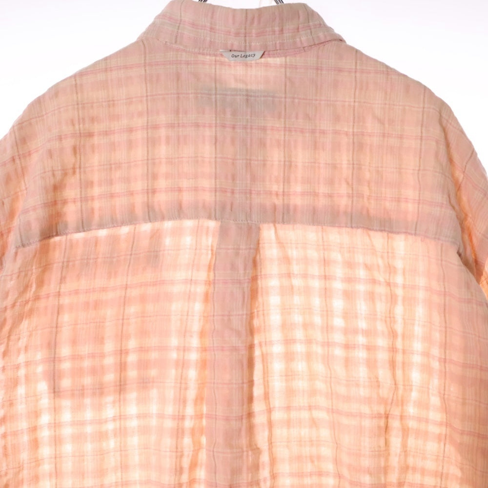 OUR LEGACY(アワーレガシー) 24SS BORROWED SHIRT ブロー 長袖チェックシャツ ピンク M2242BP