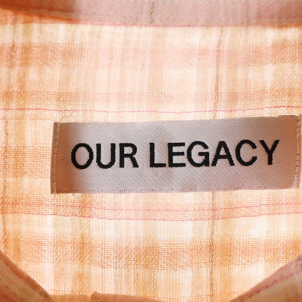 OUR LEGACY(アワーレガシー) 24SS BORROWED SHIRT ブロー 長袖チェックシャツ ピンク M2242BP