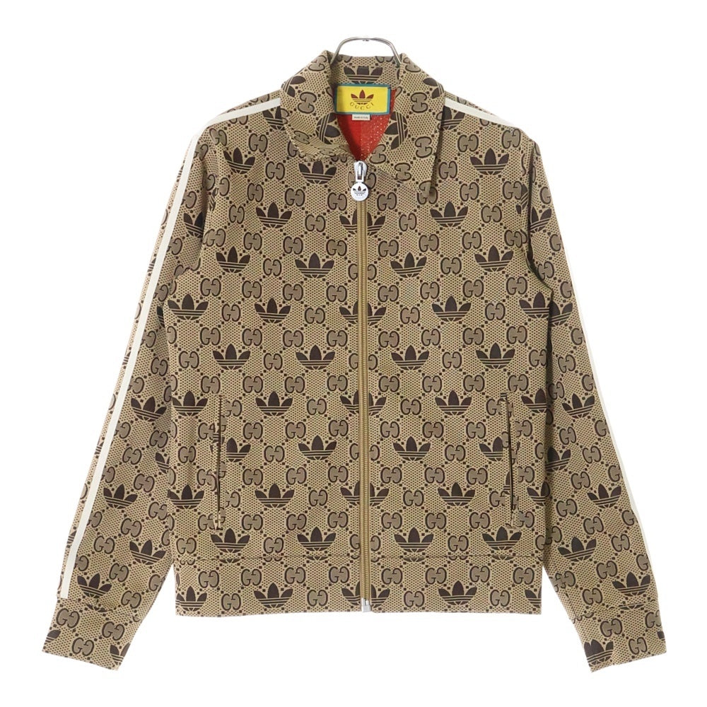 GUCCI(グッチ) 23SS ×adidas GG Trefoil Track Jacket アディダス GGトレフォイル 総柄 サイドスリーストライプ トラックジャケット ブラウン 722998 XJE10