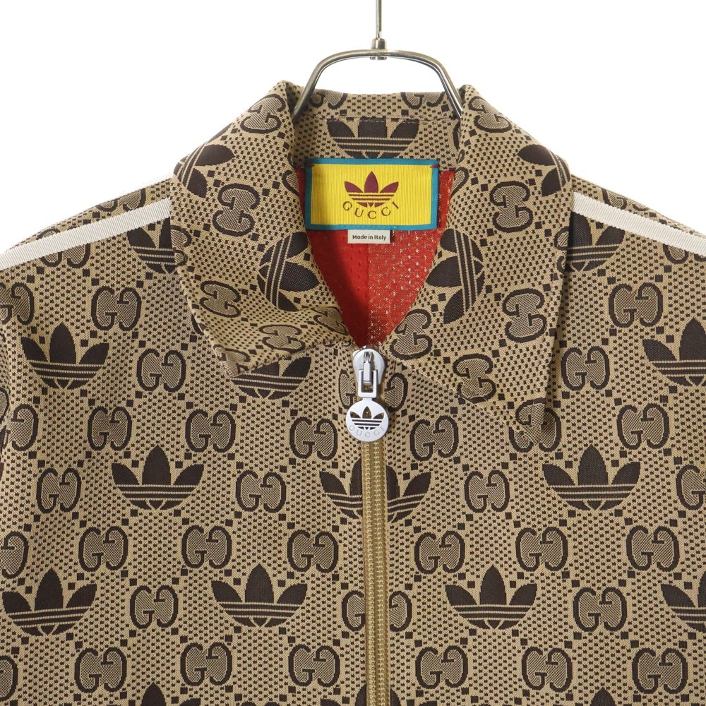 GUCCI(グッチ) 23SS ×adidas GG Trefoil Track Jacket アディダス GGトレフォイル 総柄 サイドスリーストライプ トラックジャケット ブラウン 722998 XJE10