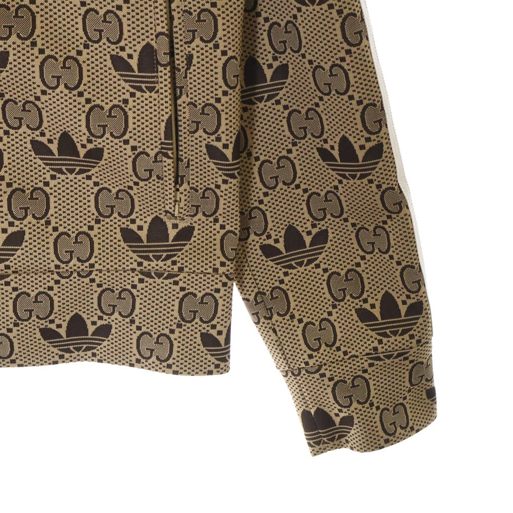 GUCCI(グッチ) 23SS ×adidas GG Trefoil Track Jacket アディダス GGトレフォイル 総柄 サイドスリーストライプ トラックジャケット ブラウン 722998 XJE10