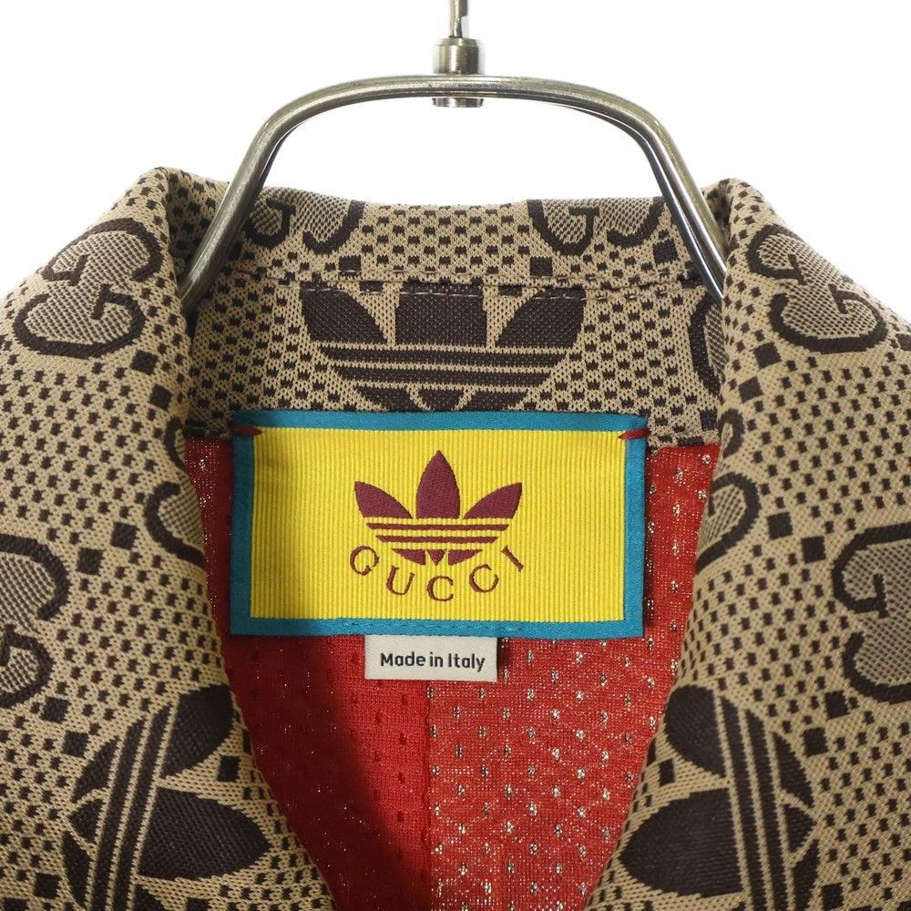 GUCCI(グッチ) 23SS ×adidas GG Trefoil Track Jacket アディダス GGトレフォイル 総柄 サイドスリーストライプ トラックジャケット ブラウン 722998 XJE10