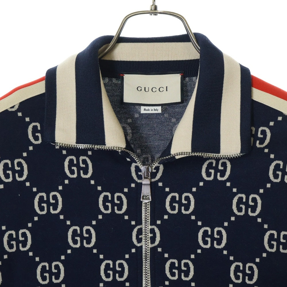 GUCCI(グッチ) 18AW GG Jacquard Cotton Jacket GGジャカード コットン サイドライン トラックジャケット ネイビー 496919 X9V05