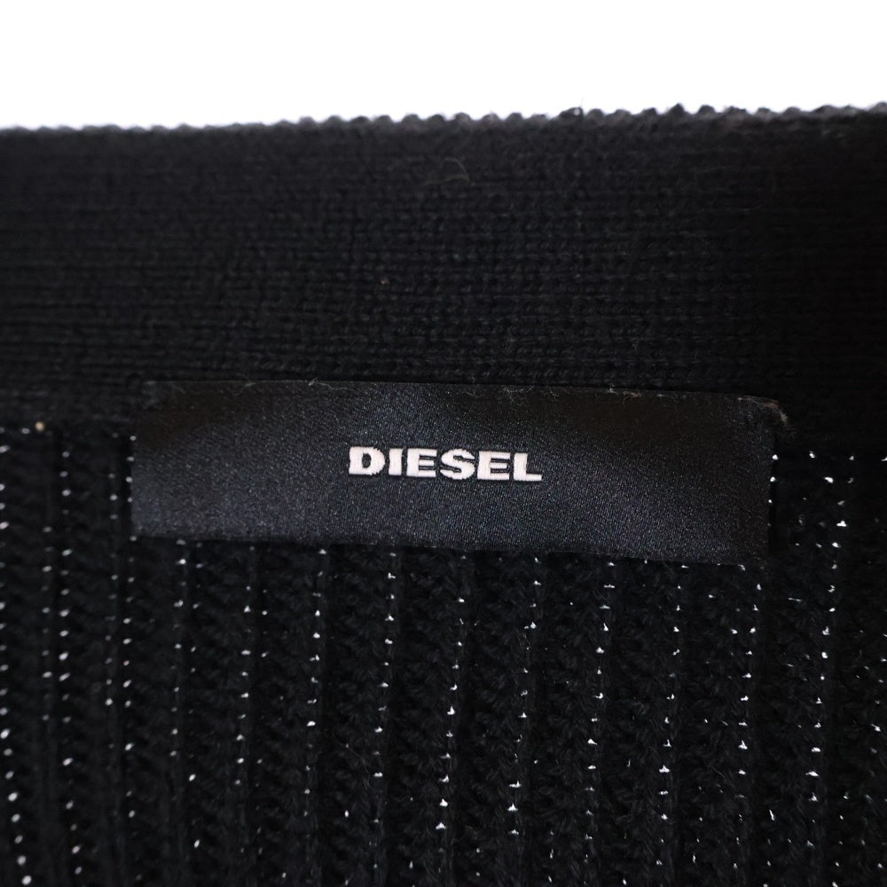 DIESEL(ディーゼル) スナップボタン コーティング Vネック ニット カーディガン ブラック レディース