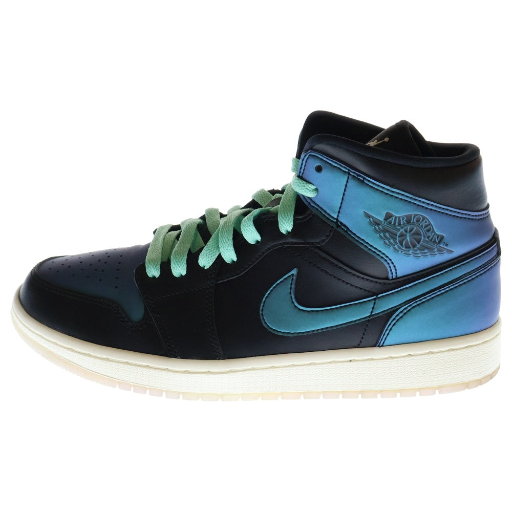 NIKE(ナイキ) AIR JORDAN 1 MID IRIDESCENT エア ジョーダン ワン ミッド イリディセント ハイカットスニーカー ブルー/ブラック US10.5/27.5cm BQ6472-009