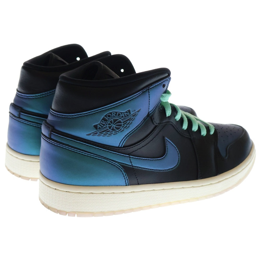 NIKE(ナイキ) AIR JORDAN 1 MID IRIDESCENT エア ジョーダン ワン ミッド イリディセント ハイカットスニーカー ブルー/ブラック US10.5/27.5cm BQ6472-009