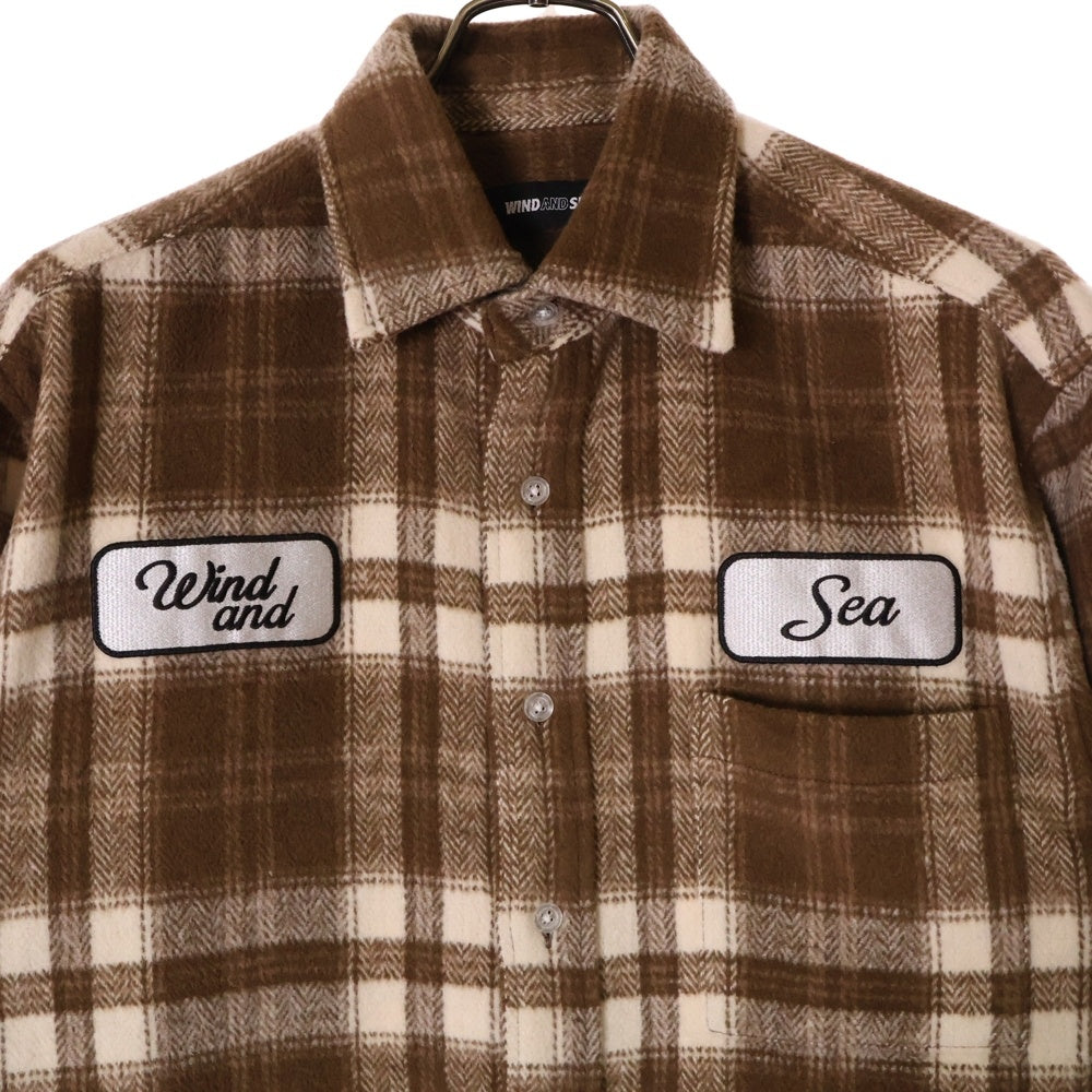WIND AND SEA(ウィンダンシー) ロゴワッペンWIND AND SEA チェック ロングスリーブ 長袖シャツ ブラウン WDS-O-MLY-23-Q1-SH-02