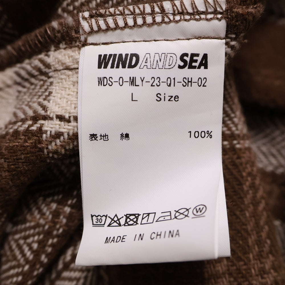 WIND AND SEA(ウィンダンシー) ロゴワッペンWIND AND SEA チェック ロングスリーブ 長袖シャツ ブラウン WDS-O-MLY-23-Q1-SH-02