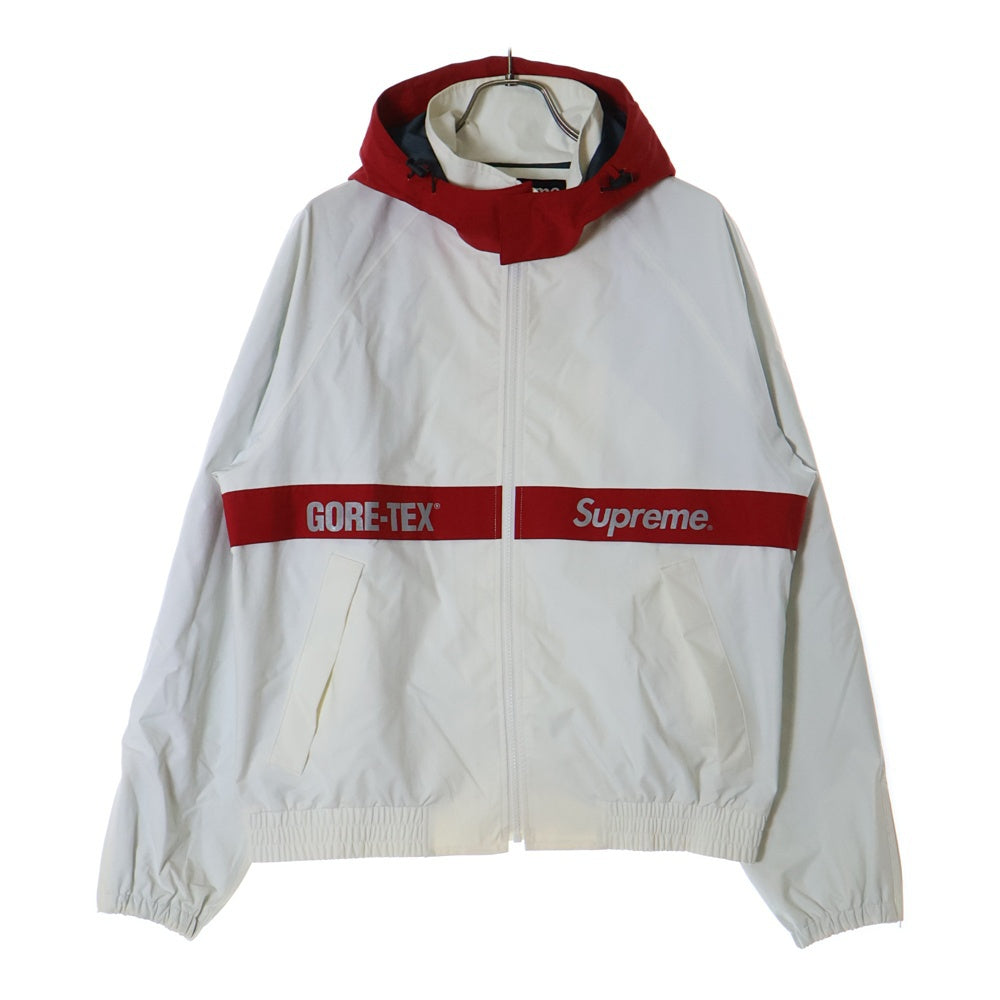SUPREME(シュプリーム) 18AW GORE-TEX Court Jacket ゴアテックス コート ジップアップ フーデッド ナイロン マウンテンジャケット ホワイト/レッド